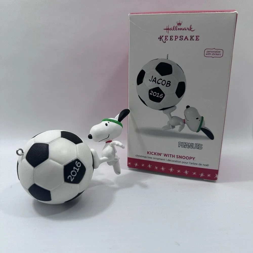 Hallmark Keepsake Peanuts Kickin' With Snoopy Soccer Ornament 2016 Boxed